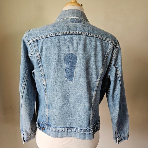 Vintage 70s Levi's 2 Pocket Type III Trucker Jacket Distressed Denim Small Aged - Picture 10 of 16